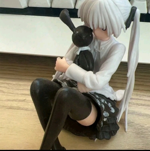 Anime manga silver hair girl bunny black pigtails kawaii figure stocking decor - Picture 7 of 8